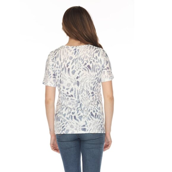 White grey modern printed Mesh Top - Picture 7 of 11